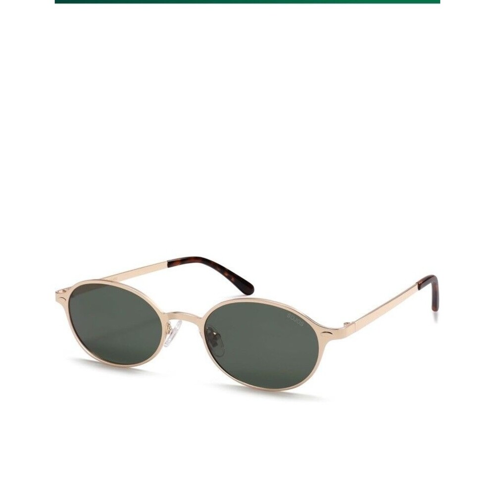 Vtg Y2K Retro Oval Sunglasses  Women Men Trendy Gold Rims Classic Shades UV40
